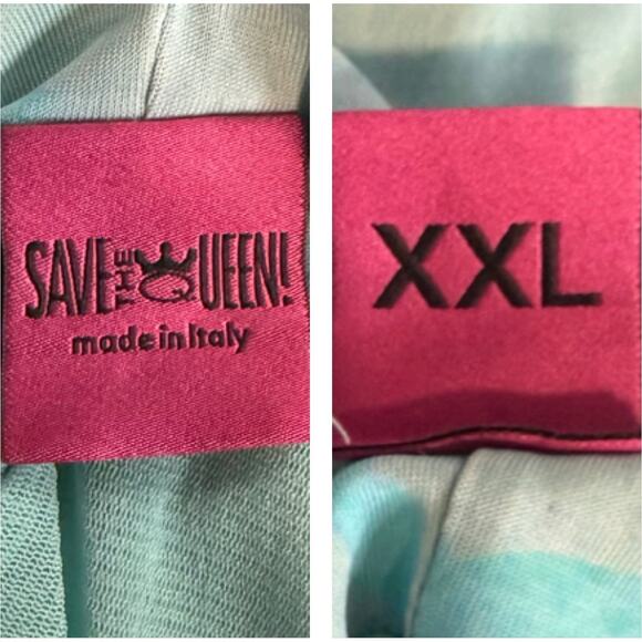 Save the Queen Blue Green Graphic Sleeveless Maxi Dress XXL - Picture 4 of 6